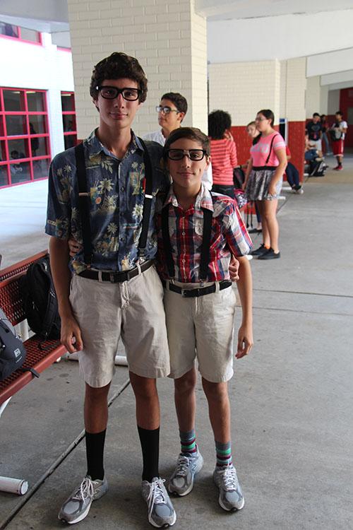 Brothers Junior Austin and Freshman Jack Abbott match in their nerd costumes. 