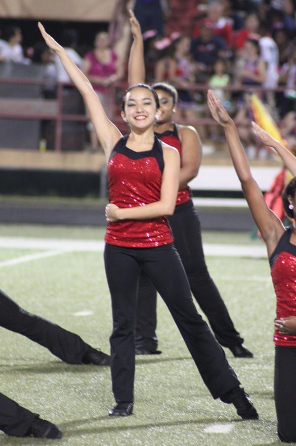 Co-colonel senior Sydney Duran performs during half-time. 