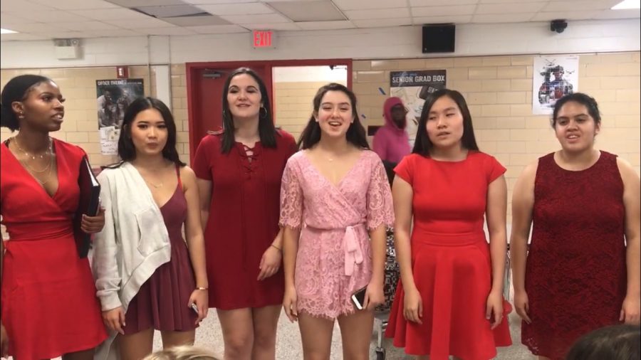 Choir students prepare for a day of singing valentines