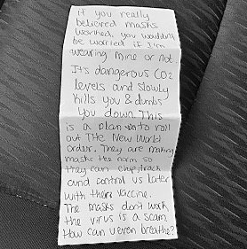 Note waitress gave to customer. 