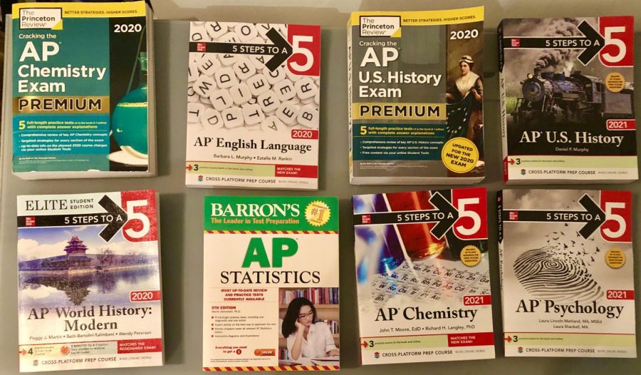 Students buy many review books in order to study for their AP tests, and the books that are pictured above are the most popular books.