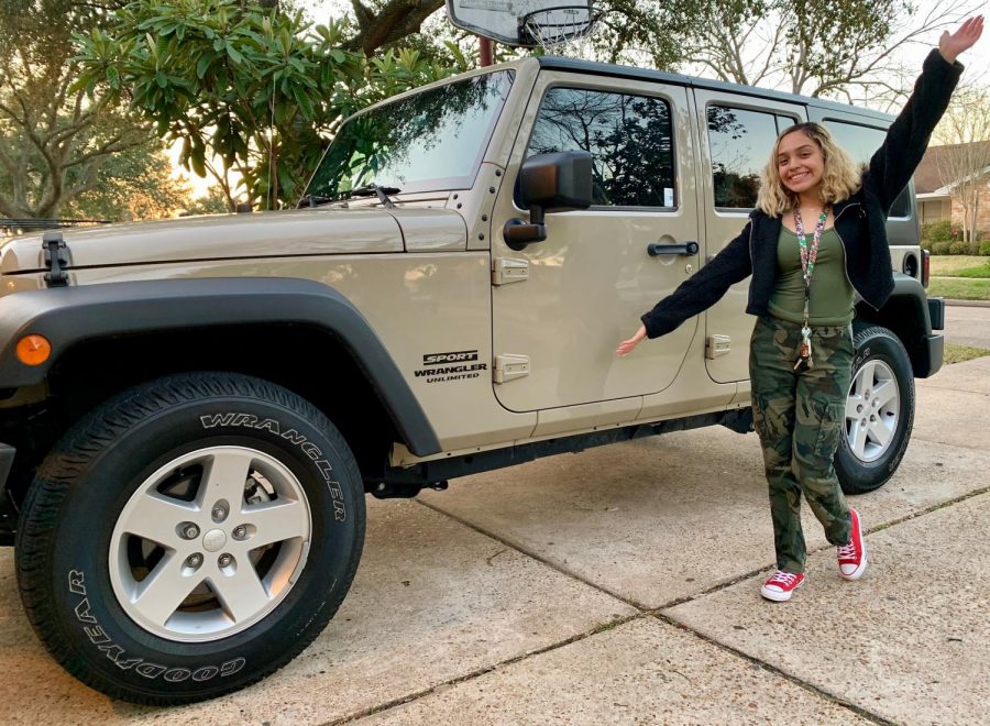 Senior Maria G. Perez drives her beige Jeep Wrangler to wherever she desires. It is what has now made her more responsible. 