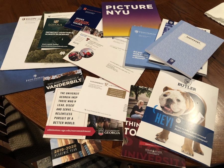 Iman receives mail from colleges almost daily showcasing their programs and campus life.
