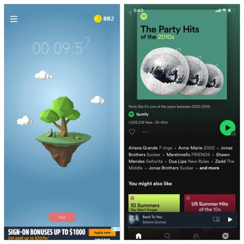 There are a variety of apps students can use for productivity, entertainment, and education. Spotify is a music app that customizes playlists for you and Plantie is a homework productivity app where you cant go to other apps when its open.