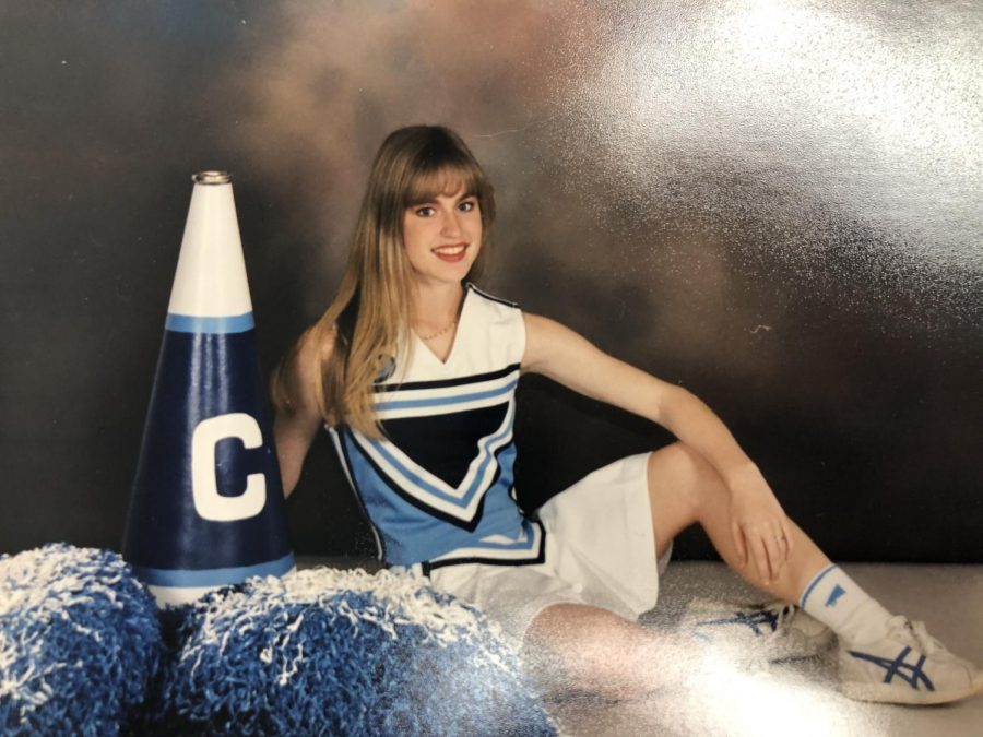 Day poses for Clement’s high school’s annual cheerleading photoshoot. Day frequently attended football games and led pep rallies which gave her a strong sense of school spirit.
