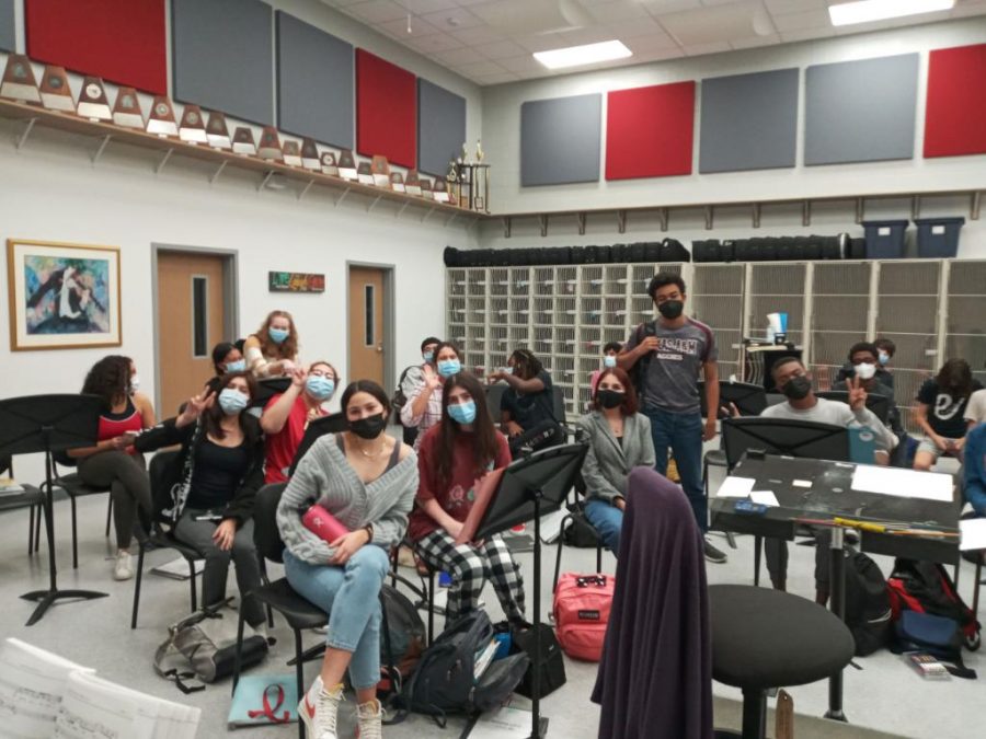 The High School Musical cast comes together after school to get ready for their performance. They will perform in the auditorium Jan. 27-29.