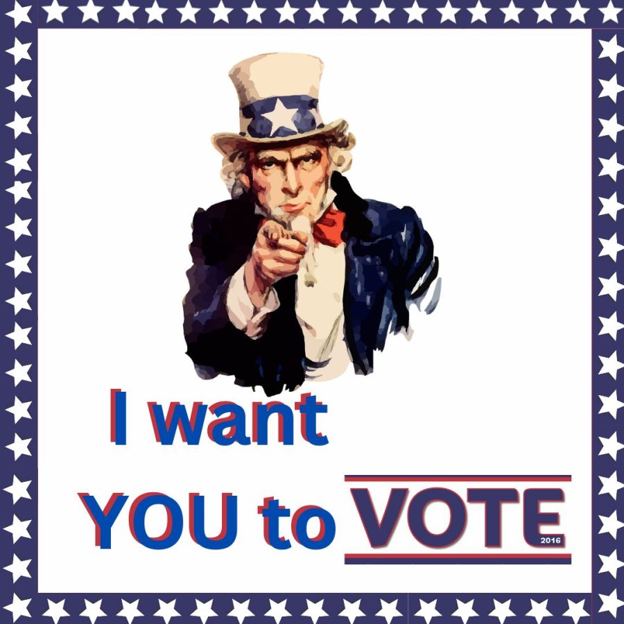 Uncle Sam insists that you vote today. Your contribution can decide the outcome of an innumerable amount of issues such as, but not limited to, an economic crises, an environmental crises, abortion, among many others. Graphic created in Canva.