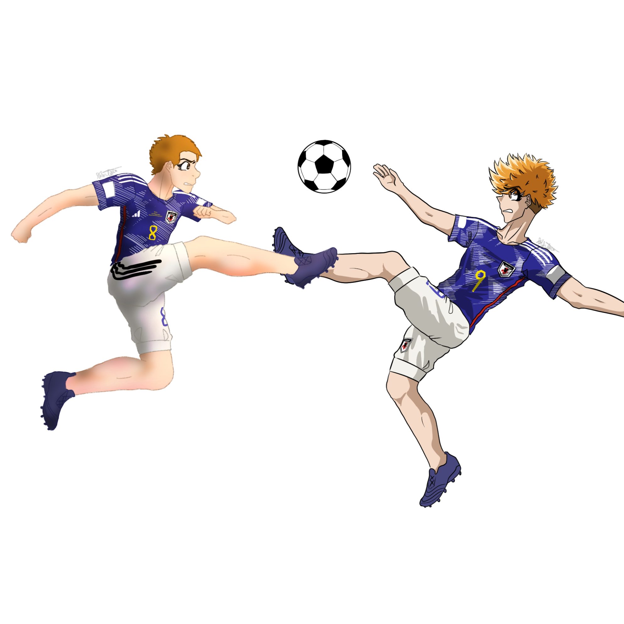Japanese soccer player  Ritsu Doan clashes with Blue Lock character Rensuke Kunigami. They are often compared to each other.