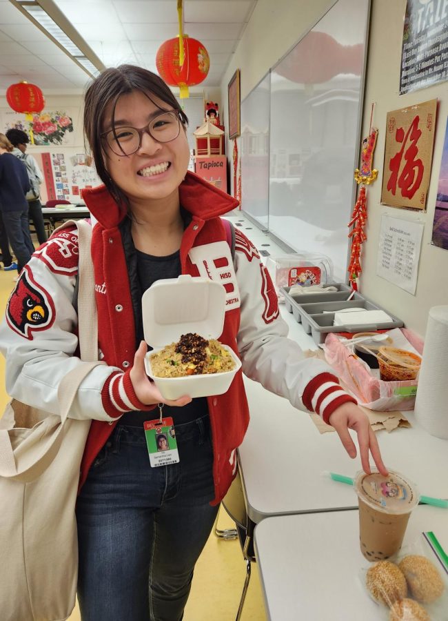 Senior Samantha Ho purchased fried rice, milk tea boba and sesame balls on Jan. 24. Students could add spices and soy sauce for flavor.