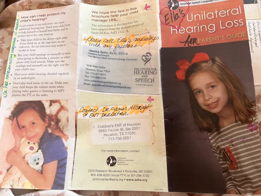 The pamphlet my mom would show my teachers when they had conferences. 
It had all the information about children with hearing loss as well as my personal accommodations.