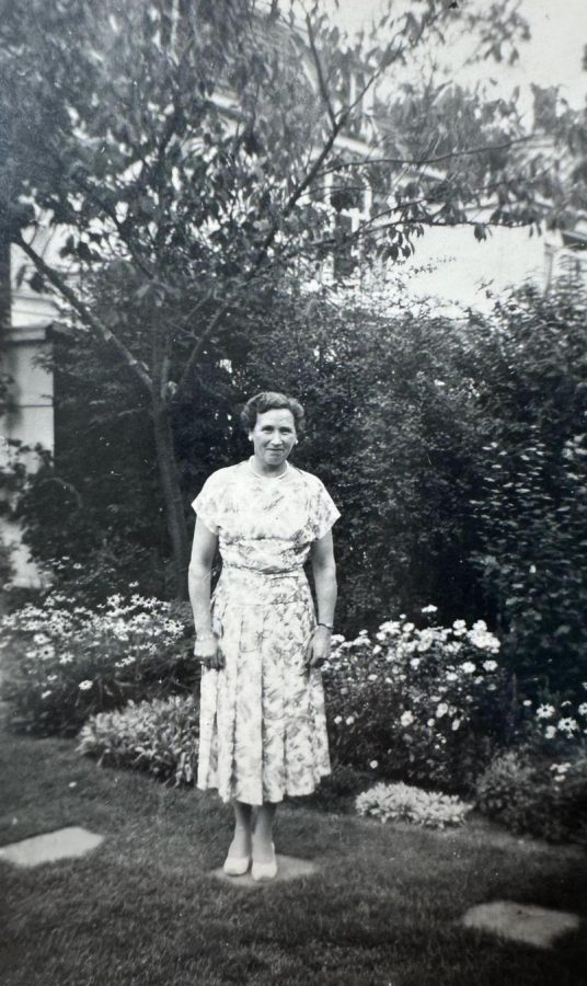 Klazina stands in her in-laws garden post-WWII. She was visiting her home during the war for the first time since returning from Indonesia for the second time. (Photo provided by Sara Tilney)