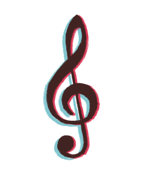 A treble clef with TikTok colors. This is to show TikToks influence on the music industry.