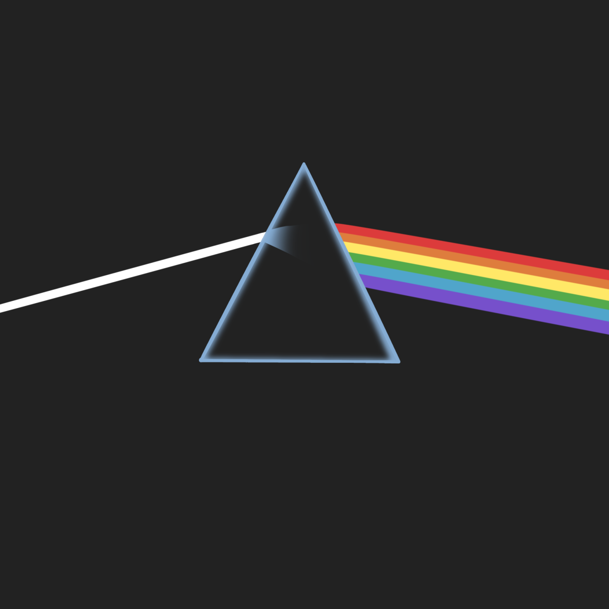 Pink Floyds The Dark Side of the Moon album cover features a prismatic light spectrum, a phenomenon that occurs when white light is passed through a prism. Pink Floyds keyboardist Richard Wright wanted a simple and bold design that would represent the albums themes.