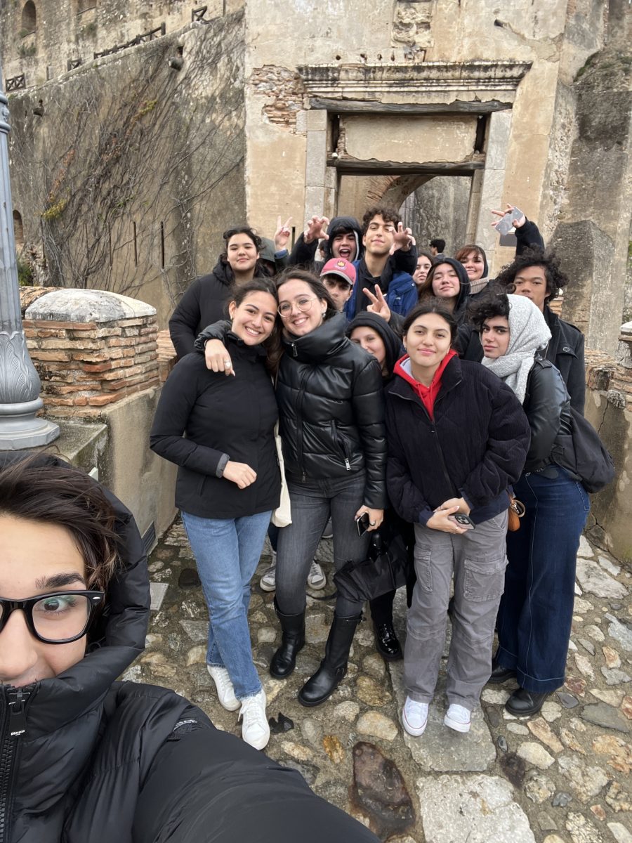 American students and their host siblings pose for a selfie at Castello di Santa Severina.