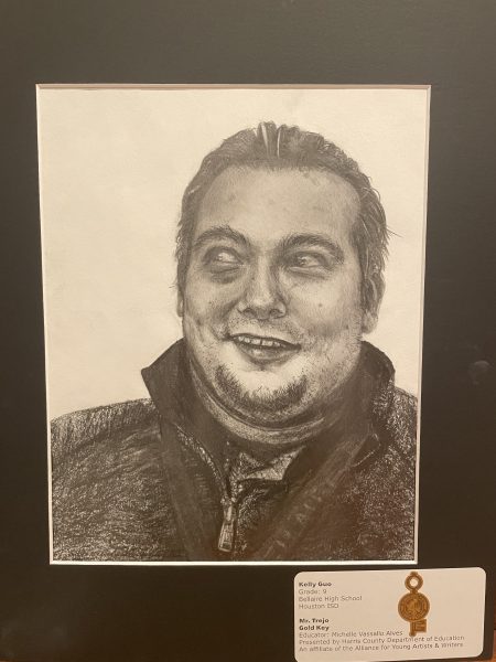 Guos portrait of Jose Trejo won a Gold Key in the Scholastic Art and Writing Competition. She completed the drawing in freshman year in Michelle Vassallos Advanced Art II class. 