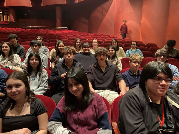 Students in Italian courses sit after watching Madame Butterfly at the Houston Grand Opera. They received a project based on the performance.