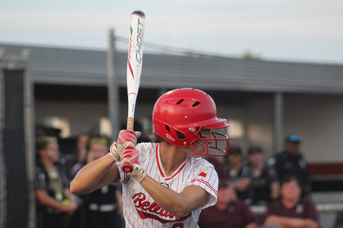 Senior centerfielder Mia Lopez stands in the box  in the playoffs last year against Pearland in the fourth round.