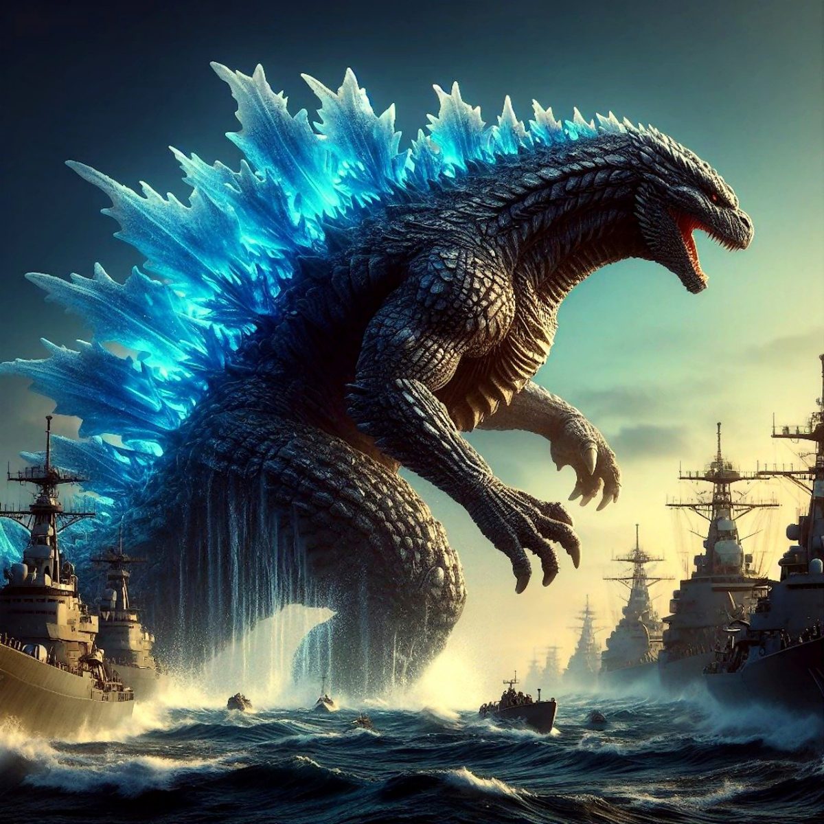 Godzilla attacks Japans navy. The destruction he causes comes right after WW2.