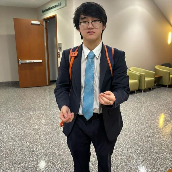 Junior Feifan Liu competes in the Public Forum event at a local high school debate tournament. He has been competitively debating since sixth grade.