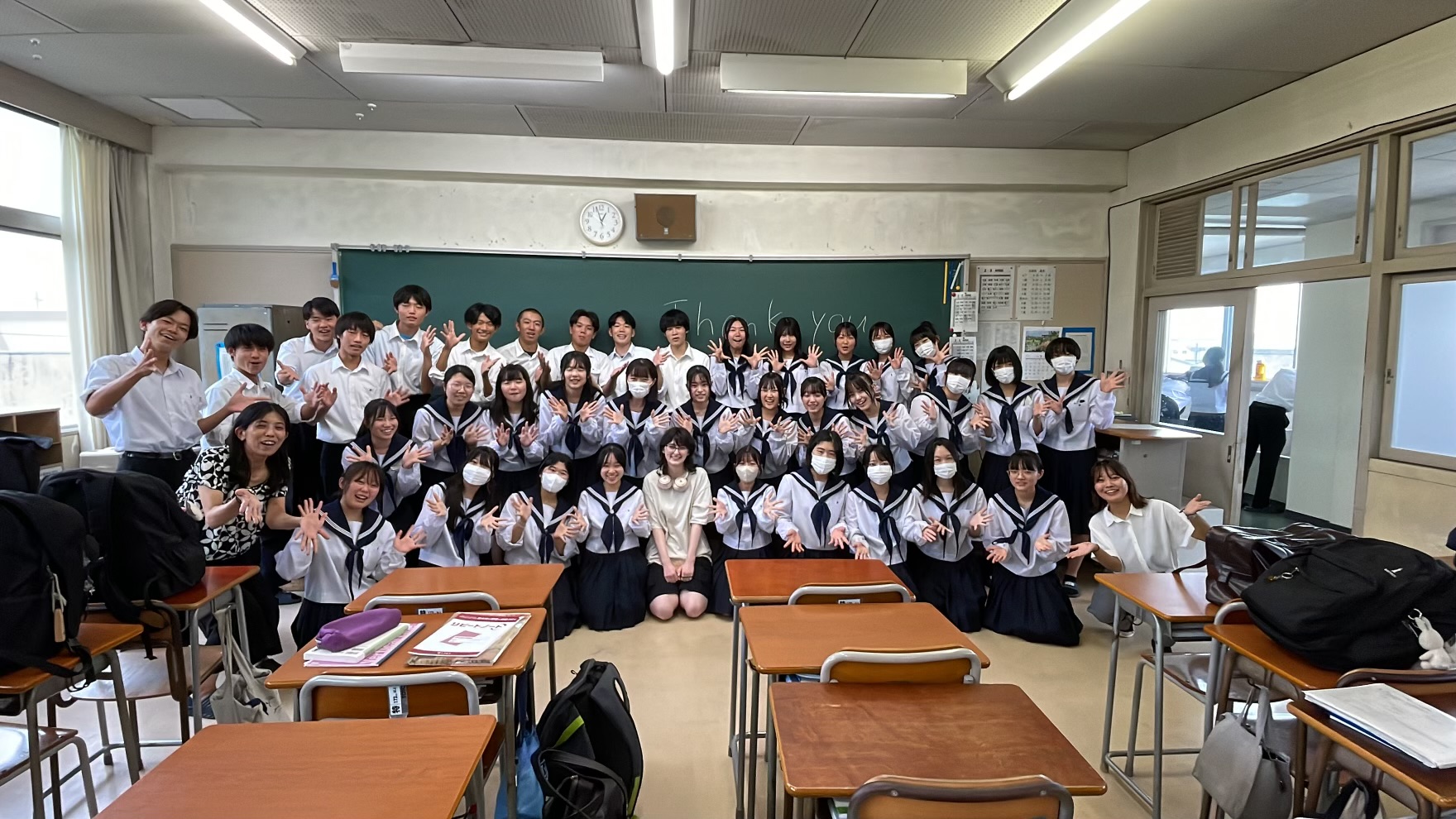 Senior Katherine Keenan sits with her Japanese class at Nishio High School. "I think the experience of meeting all the people and being in Japan and seeing how beautiful it is was really great," Keenan said.