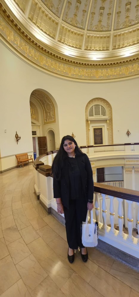 Sophomore Areesha Memon poses before her quarterfinal round at the South Central Competition for Reagan Debate in Dallas. Memon felt a myriad of emotions after learning she had advanced. "I was crying so much, people running the tournament were asking if I was okay," Memon said. "So I was really happy." 