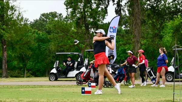 Genesis Torres drives the ball far into the course. This put her in 40th place in the regional tournament.