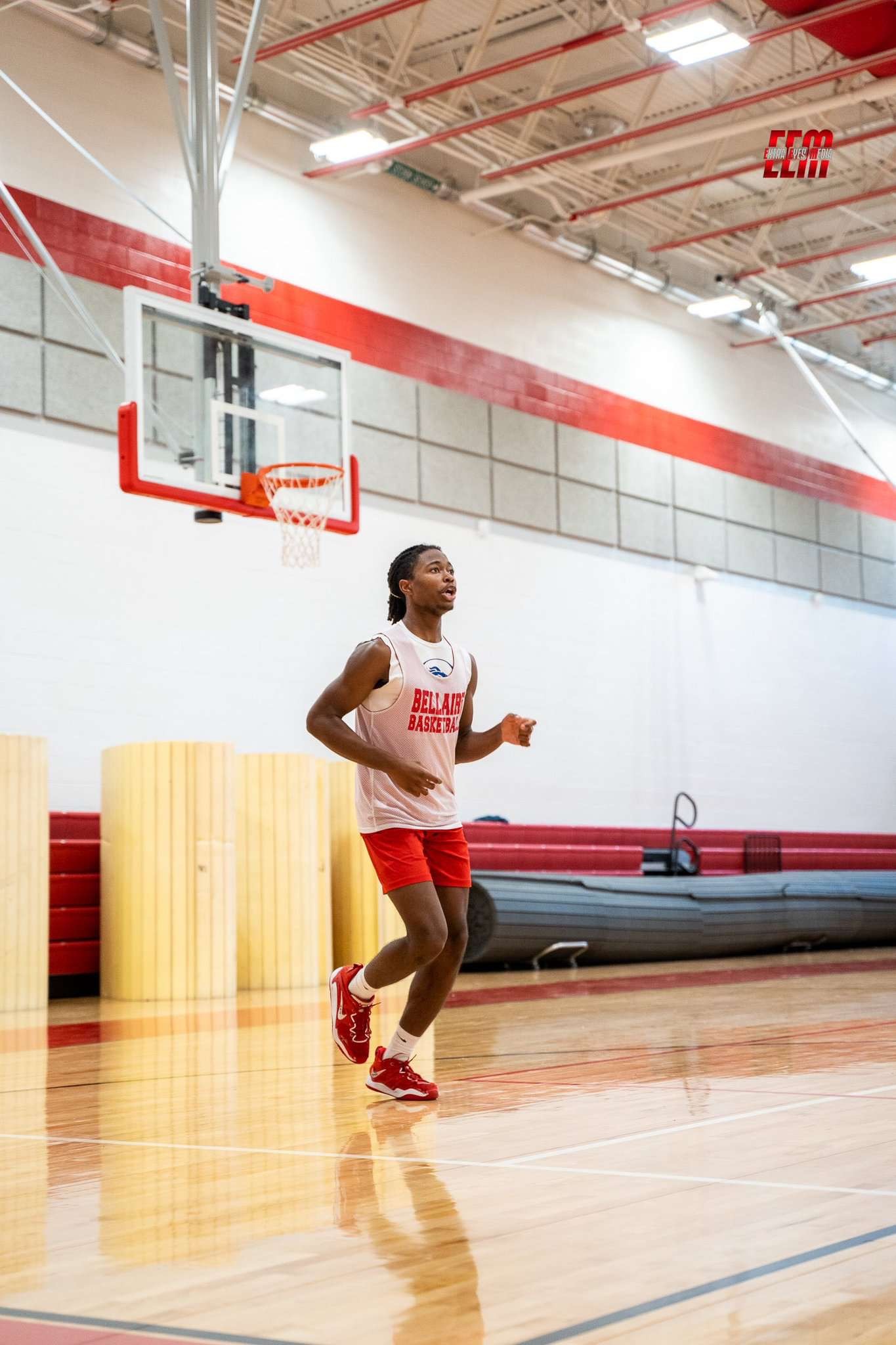 Senior Ejypt Gibbs runs to get the round at practice. Gibbs is a small forward.