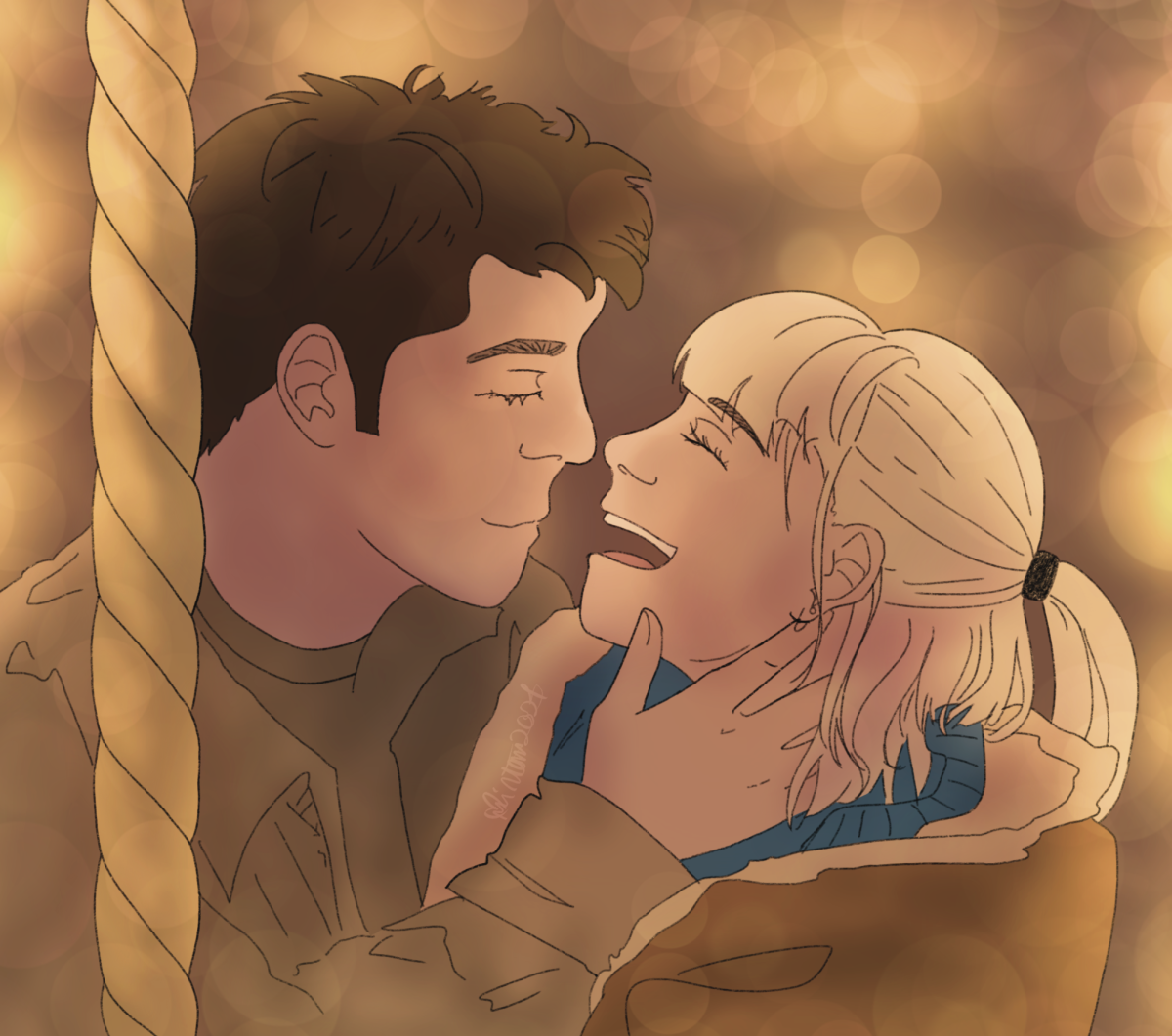 Tobias (Andrew Garfield) and Almut (Florence Pugh) embrace each other on the iconic carousel ride shown in the movie.