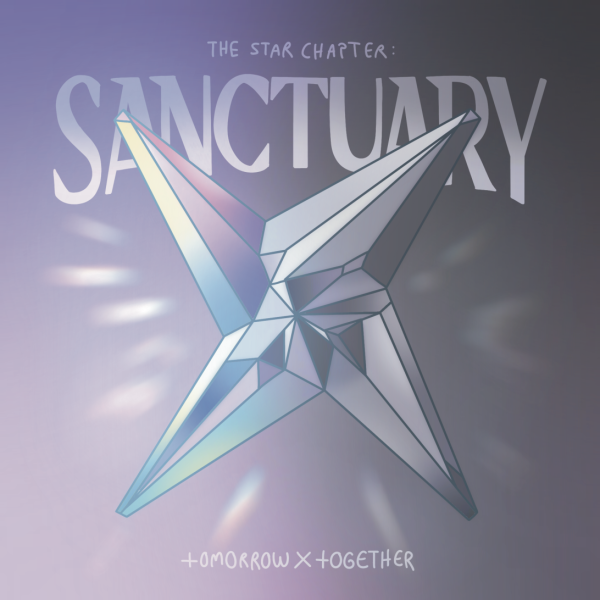 This interpretation of Star Chapter: Sanctuary's album cover depicts the perfect mix between indie, dreamy songs and the contrasting upbeat, electrifying songs. The pastel color contrast with the dark tones, representing how varied this album is.