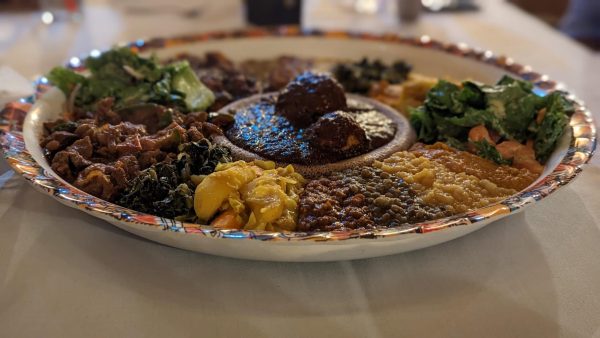 At Blue Nile, we tend to get a family plate which comes with a variety of dishes. It is usally served on top of the injera which is how it is eaten, and we love this Ethiopian restaurant even more because it reminds us a lot of homecooked Indian food. 