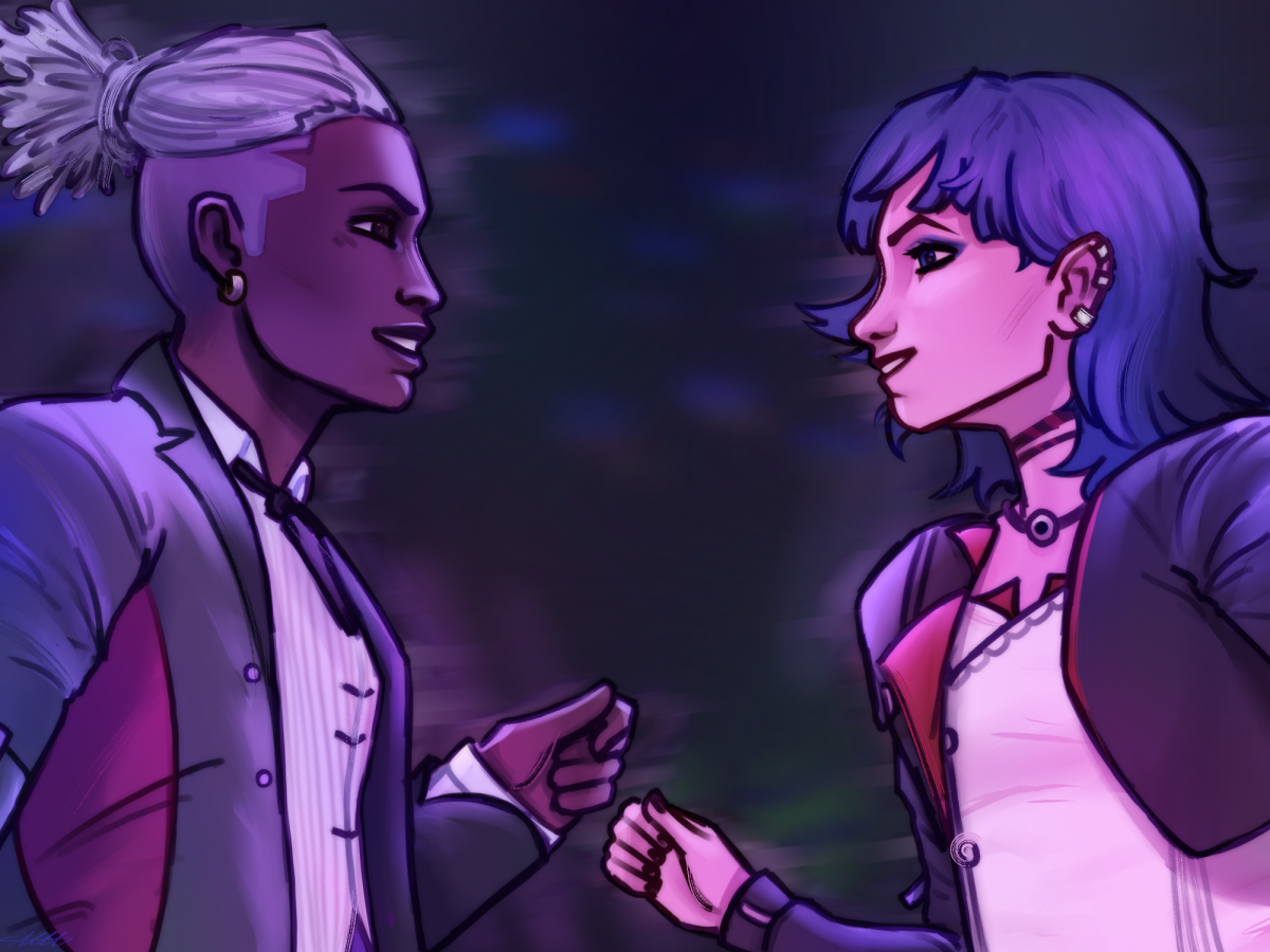 Ekko and Powder dancing in the alternate reality where the two didn’t become enemies but instead lovers. They dance to the song ‘Ma Meilleure Ennemie’ by Stromae & Pomme.