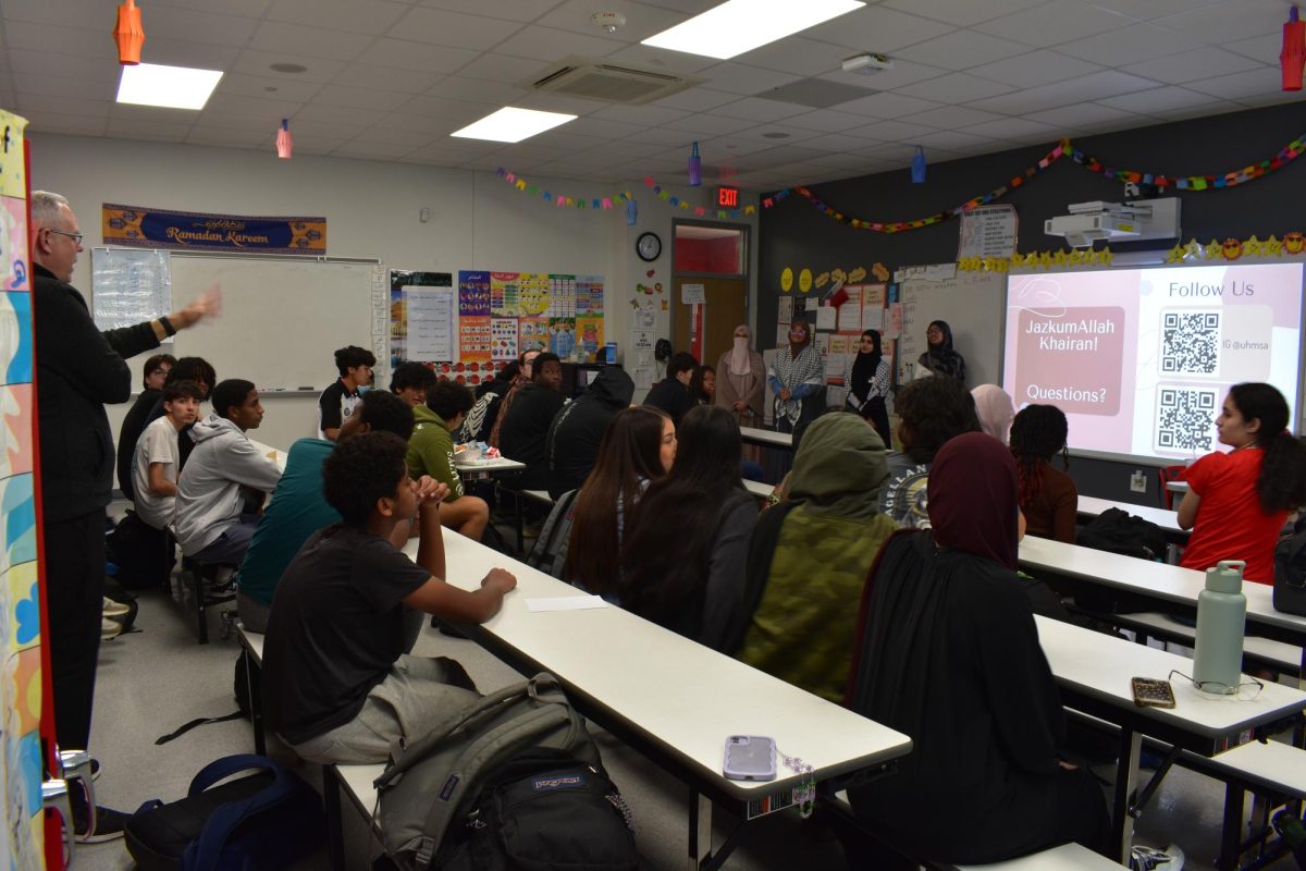 MSA members gather together as they learn and celebrate the importance of the hijab. They follow a presentation presented by four University of Houston students, Najiha Zaman, Wajeeha Irfan, Marium Mira and Hafsa Nadeem.