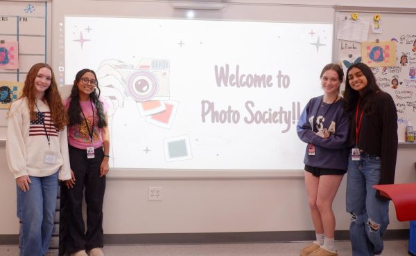 Photo Society officers Lily Baker, Rayna Parikh, Jane Apple and Dhara Agrawal present their inaugural slideshow. They discussed their plans for activities in their first meeting.