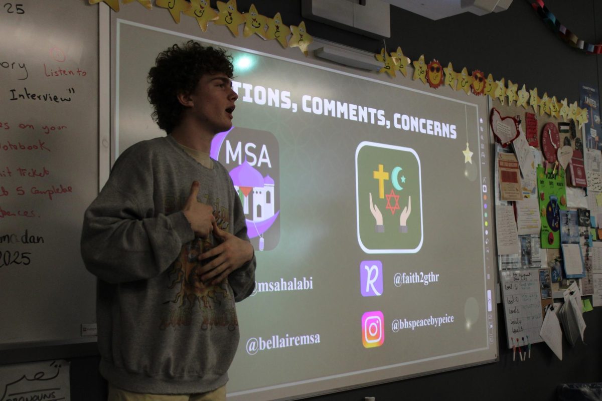 Senior and Peace by Piece President Aiden Gross discusses traditions in Judaism. Peace by Piece has a meeting once a month observing different religions. 
