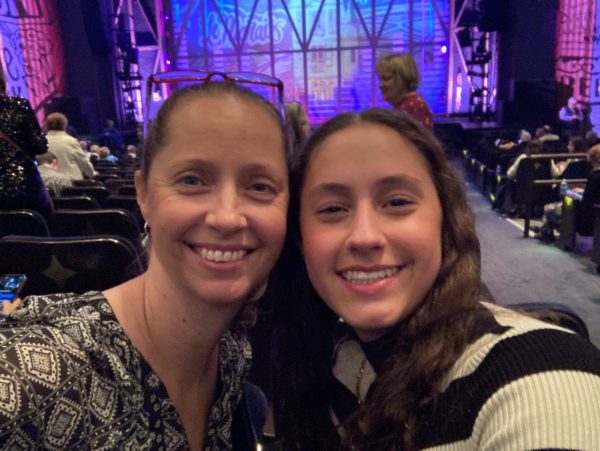 My mom and I pose in our seats during the intermission of "& Juliet". The show originally debuted in the West End of London, England at the Shaftesbury Theatre on Nov. 2, 2019. The North American touring cast was at the Hobby Center from Jan. 21-25, 2025.