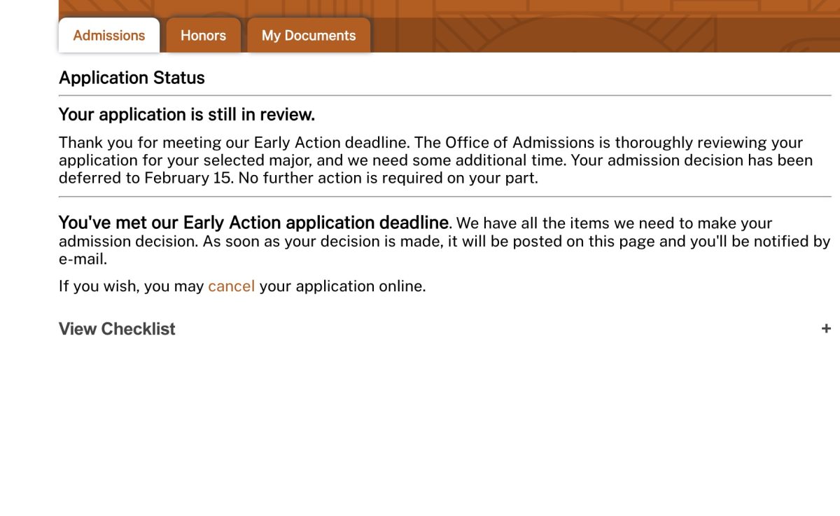 The majority of students who applied Early Action recieved this message in MyStatus, UT's portal. After a day, the wording changed from "delayed" to "deferred."