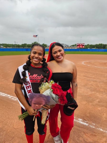 Rivera meets with her sister and Bellaire softball alumni Daisi Rivera after the April 4 senior game against Chavez. They both grew up playing softball together.