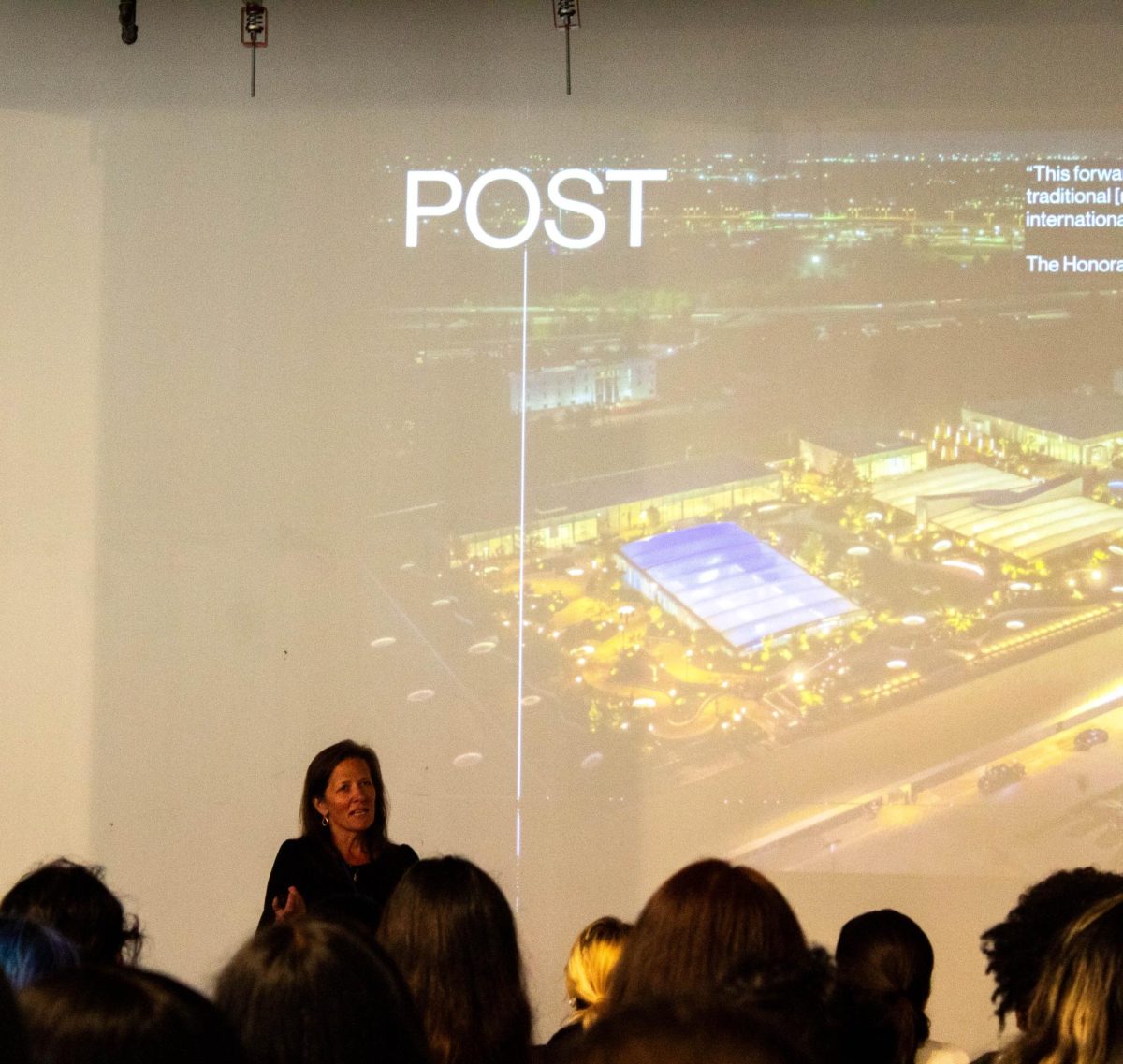 General Manager Meredith Powell starts her presentation about POST Houston. Powell started to work at POST a year and a half ago.