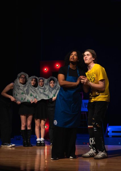 Junior Aiden Gross as Bob tells his adoptive mother Jeanine, played by sophomore Abella Surafel, about his dreams for the future on a visit to Mount Rushmore. Bob promises Jeanine to become a great man, and for the rest of "Bob: A Life in Five Acts," Bob works to keep this promise.