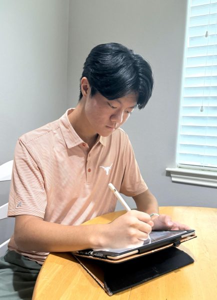 Senior Ethan Liu works on an animation. Liu took HADV Art 1 and 2 in his freshman and sophomore year before getting interested in animation. 