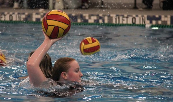 Sophomore Sierra Pichot practices before the Teachers vs. Students water polo game. The game took place on Aug. 27.
