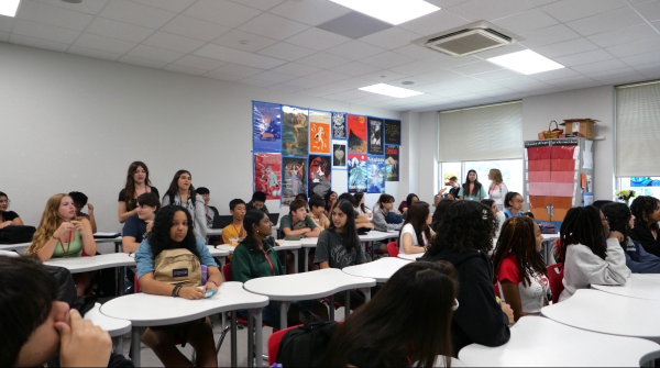 Students listen to officers speak about upcoming events. Culinary Club has a meeting every other Monday during Cardinal Hour.