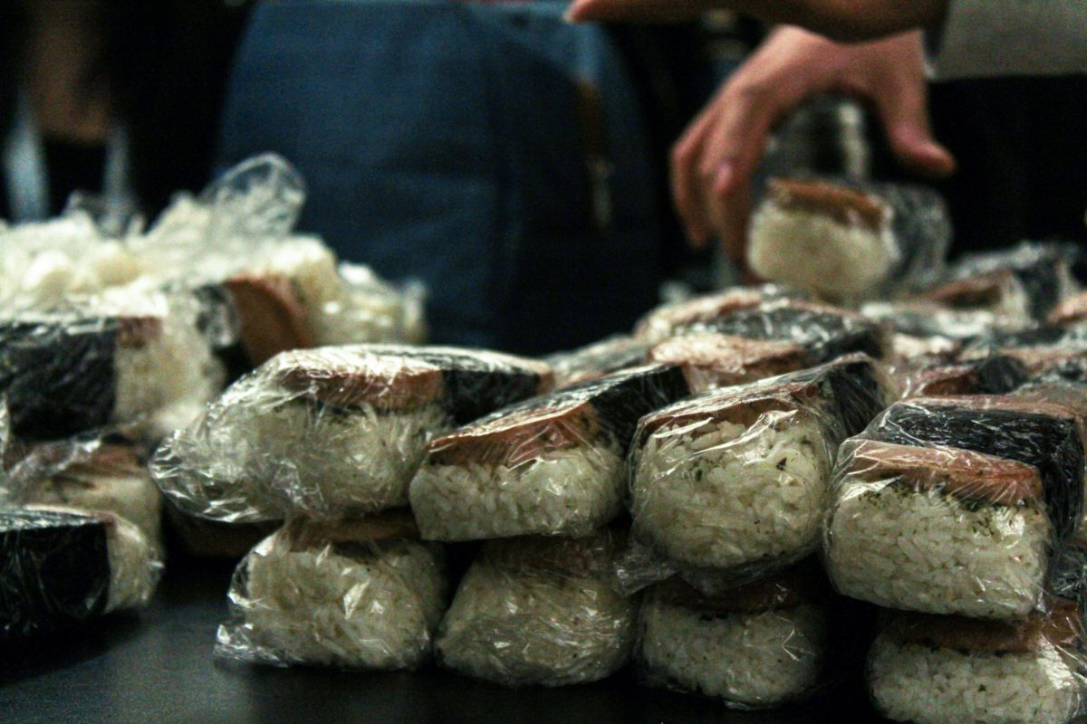 Spam musubi, a popular Hawaiian-Japanese fusion snack, combines rice, seaweed and grilled Spam. Rice Club sold a total of 65 spam musubis.