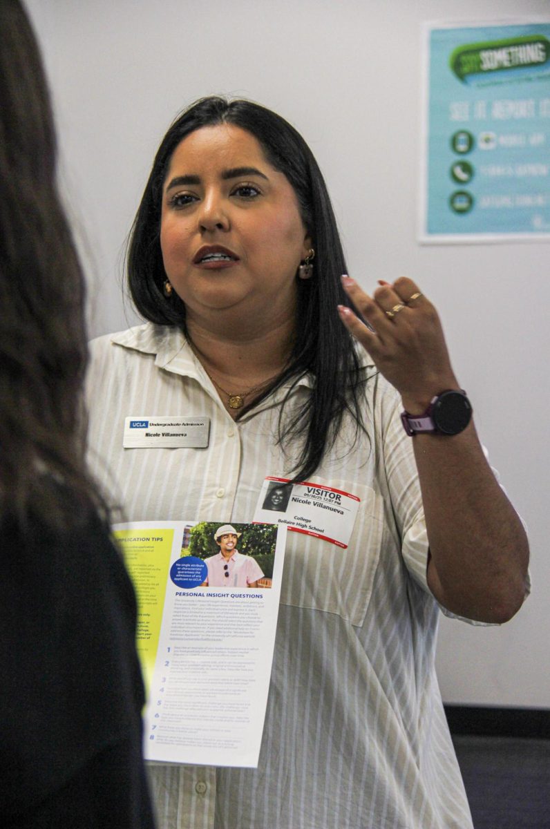 UCLA Undergraduate Admissions Assistant Director Nicole Villanueva discusses the admissions process. Villanueva said that UCLA doesn’t consider SAT or ACT scores in students’ applications.