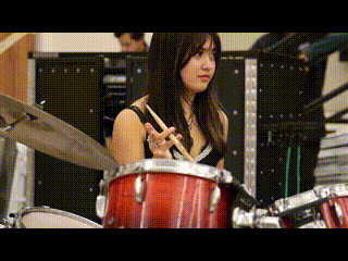 Eltzschig spins a drumstick between her fingers while waiting for the next song to start. She picked up the habit when ‘killing time’ during rehearsals or in between songs.