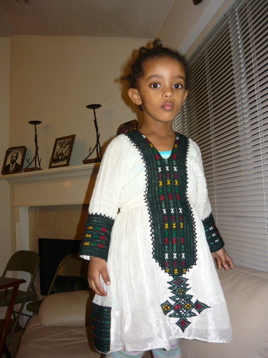 Surafel poses for a photo at her aunt's house. She was celebrating the Ethiopian New Year, which falls on Sept. 11.