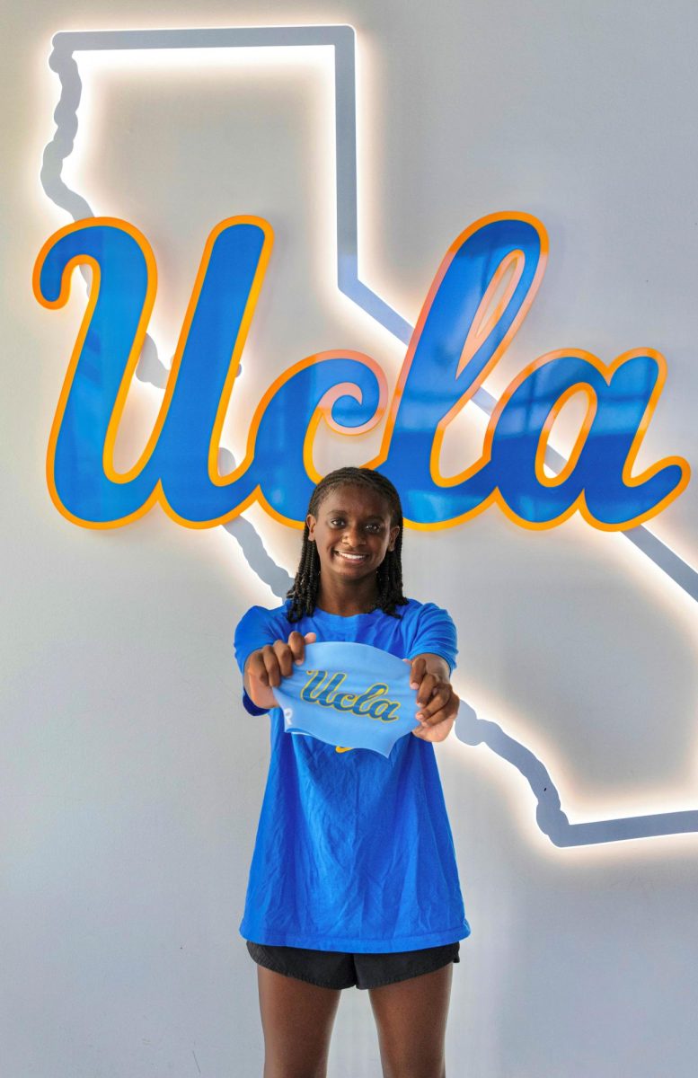 Junior Cadence Johnson poses during an official visit at the University of California, Los Angeles. "My state swims helped improve my overall ranking in my recruiting class and allowed me to receive a better scholarship offer from UCLA," Johnson said.