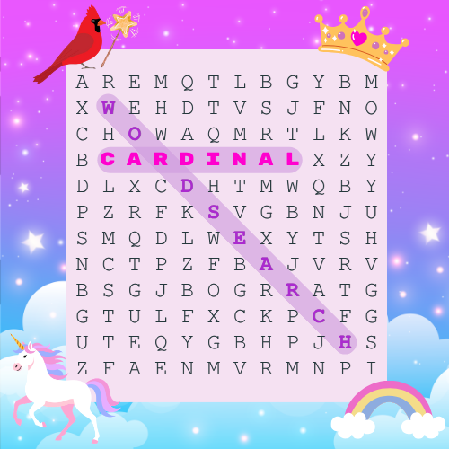 Cardinal Word Search: National Unicorn Day