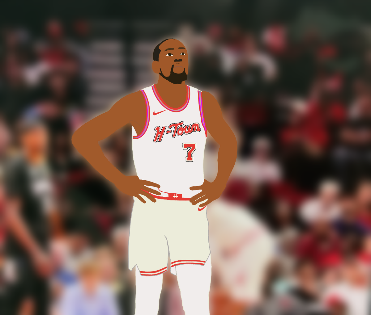 Star forward Kevin Durant wears the Houston Rockets city edition jersey. The Rockets officially traded for Durant on July 6 of last year, sending away Jalen Green, Dillon Brooks and many draft picks. 