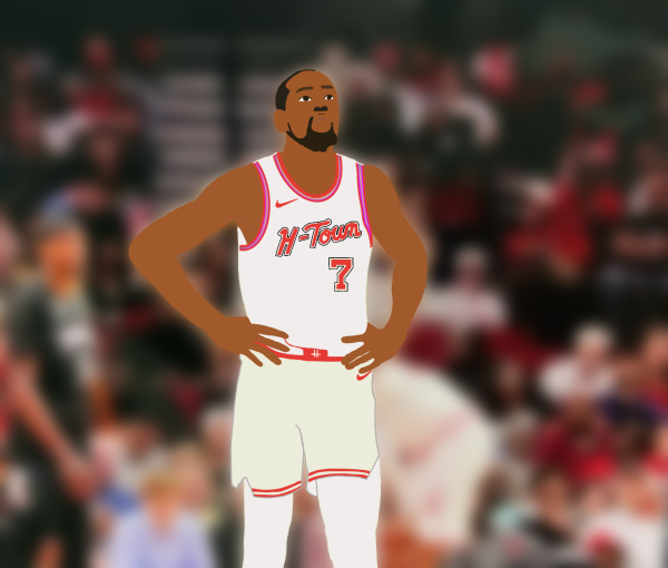 Star forward Kevin Durant wears the Houston Rockets city edition jersey. The Rockets officially traded for Durant on July 6 of last year, sending away Jalen Green, Dillon Brooks and many draft picks. 
